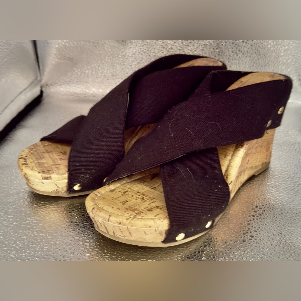 Black COVINGTON Wedge Sandals with Cork Platform